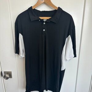 MOHEEN Men XL Cool Dri Performance Polo Golf short sleeve shirt black white